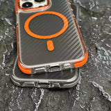 Carbon Fiber Pattern Semi-Transparent Magsafe Shockproof Case